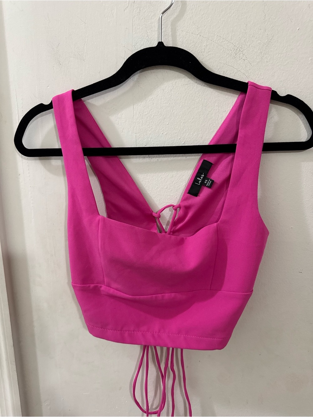NWOT Lulu’s Pink Lace-Up Back Crop Top Size XS